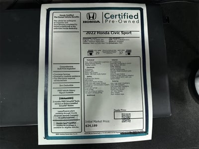 2022 Honda Civic Hatchback Sport