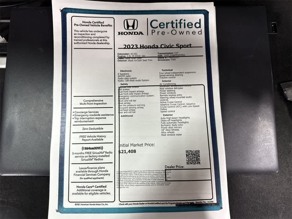 2023 Honda Civic Hatchback Sport