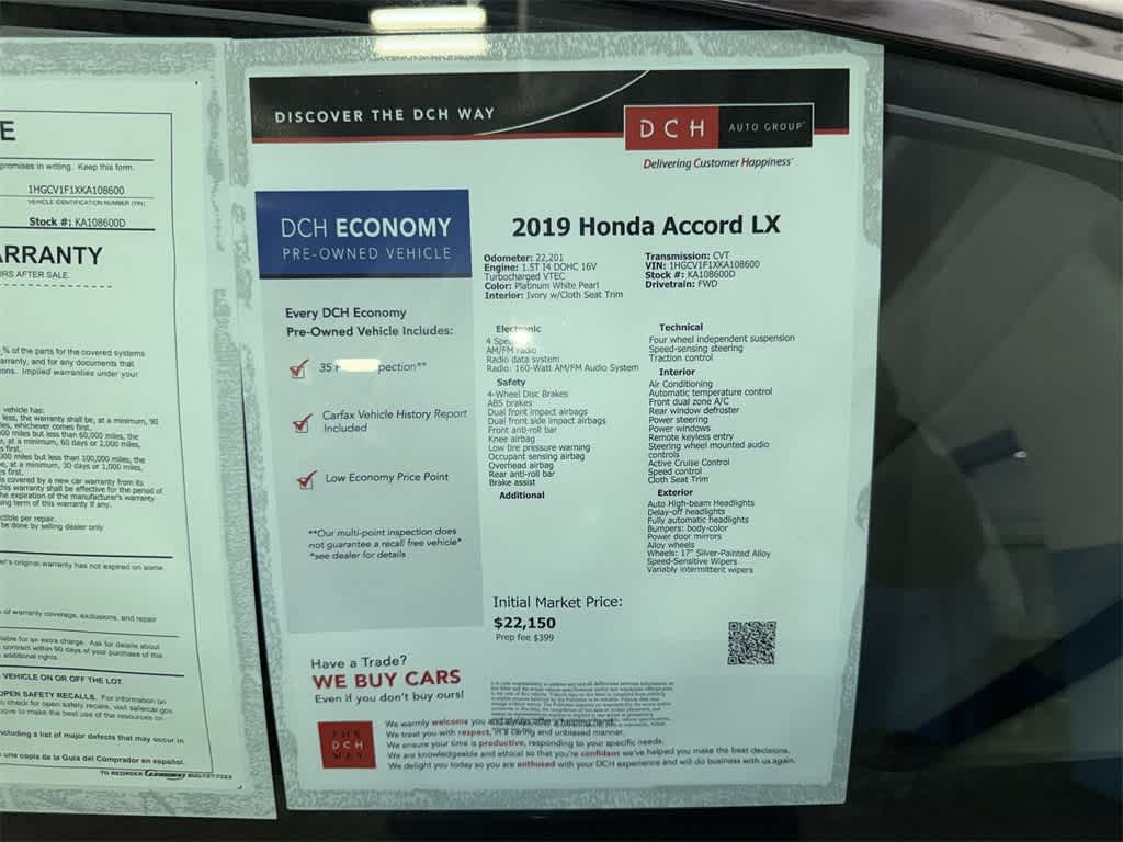 2019 Honda Accord LX 1.5T
