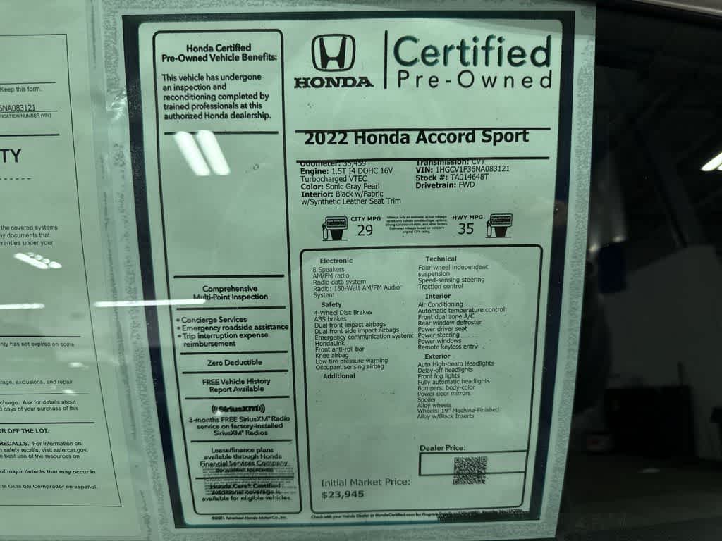 2022 Honda Accord Sport