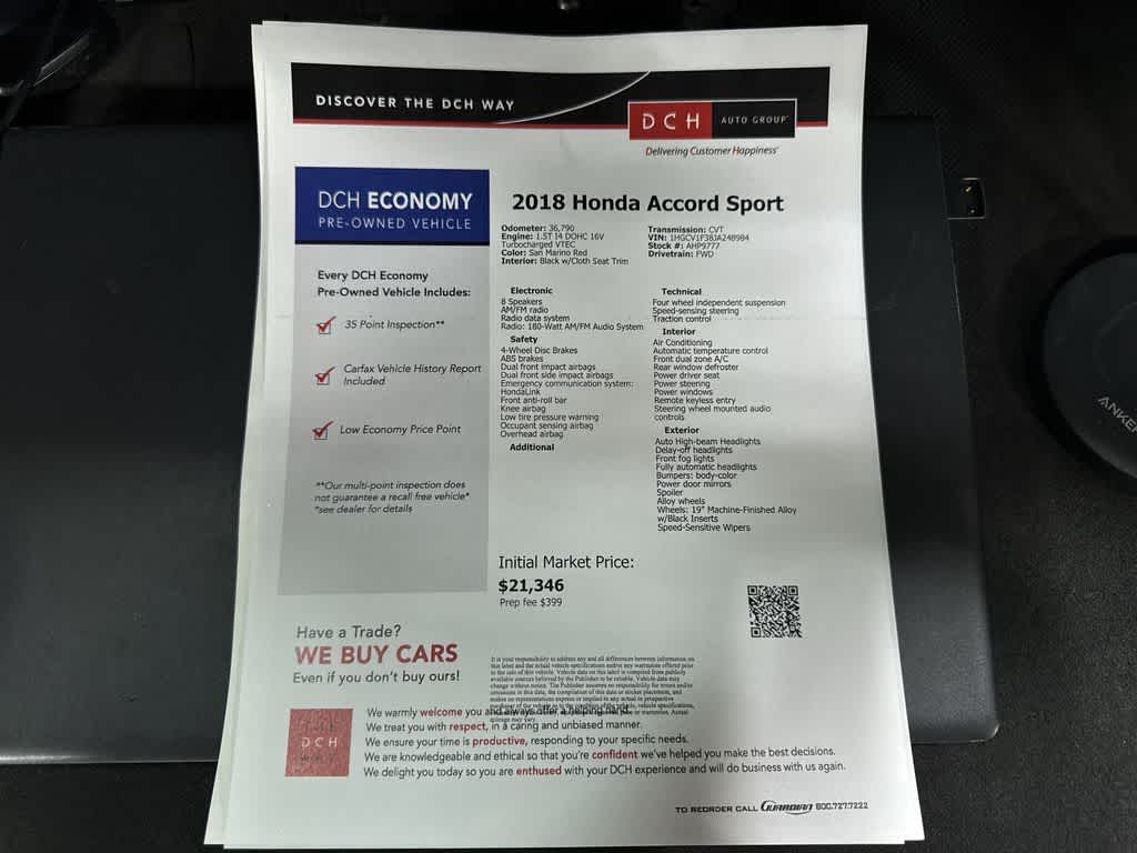 2018 Honda Accord Sport 1.5T