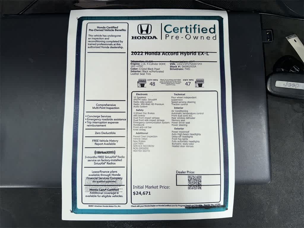 2022 Honda Accord Hybrid EX-L