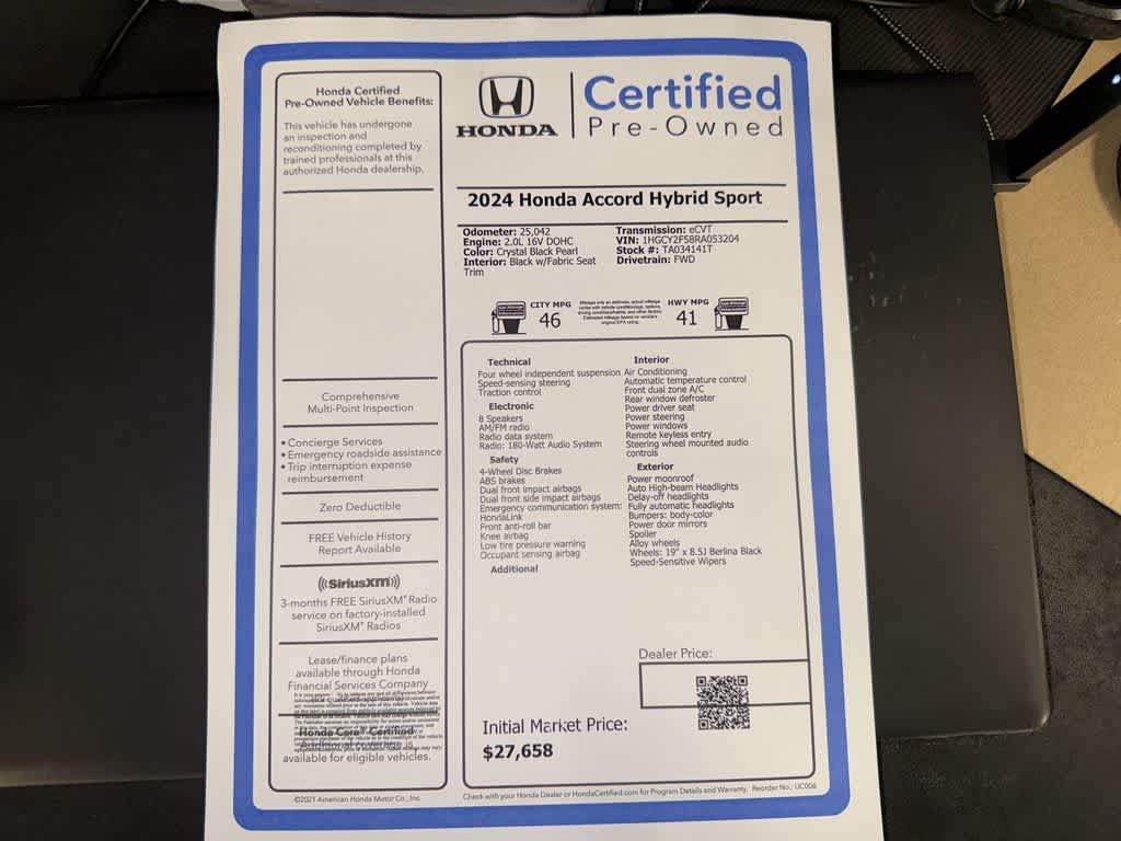2024 Honda Accord Hybrid Sport