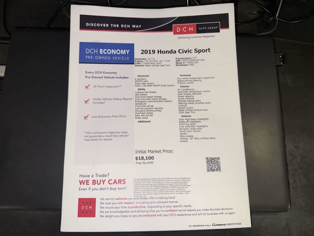 2019 Honda Civic Sedan Sport