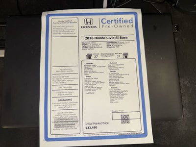 2026 Honda Civic Si Manual