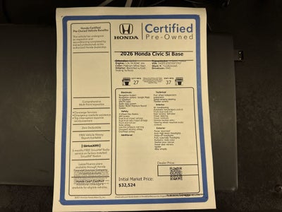 2026 Honda Civic Si Manual