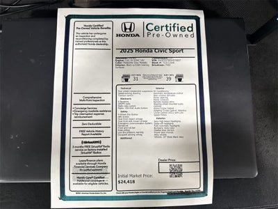 2025 Honda Civic Sport
