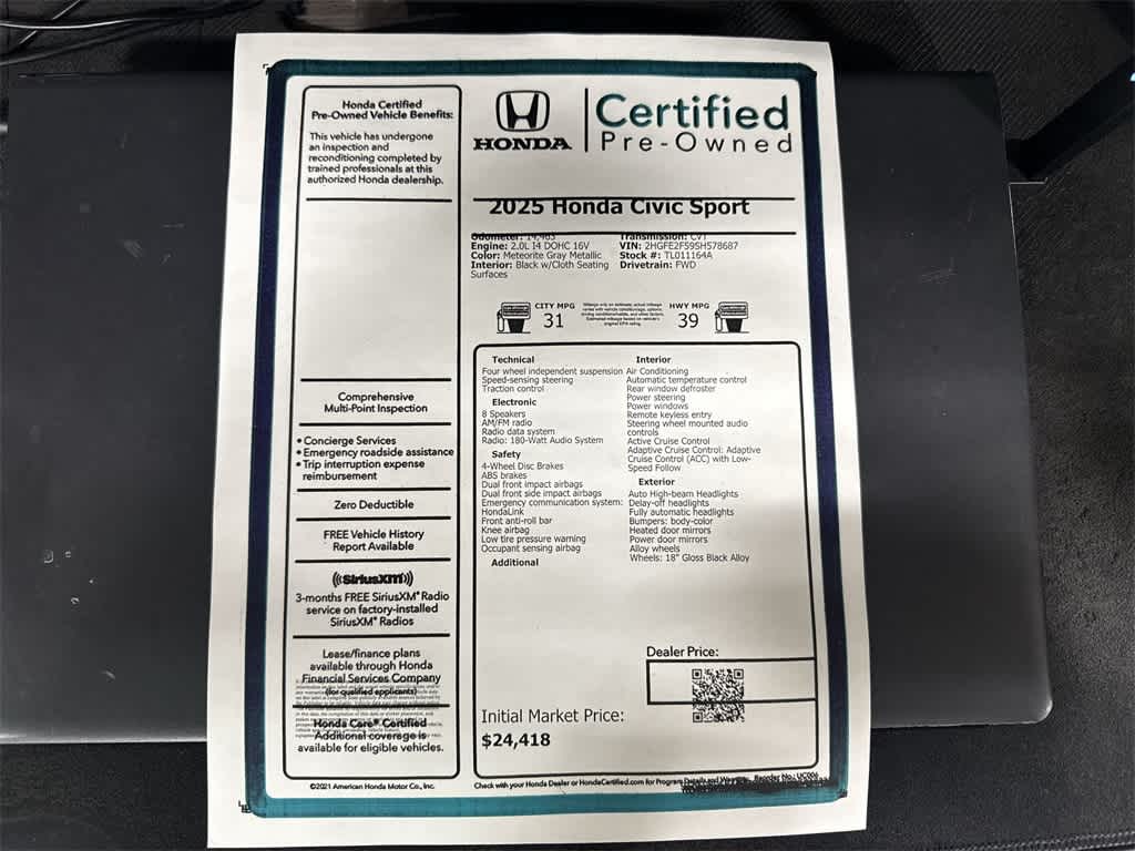 2025 Honda Civic Sport