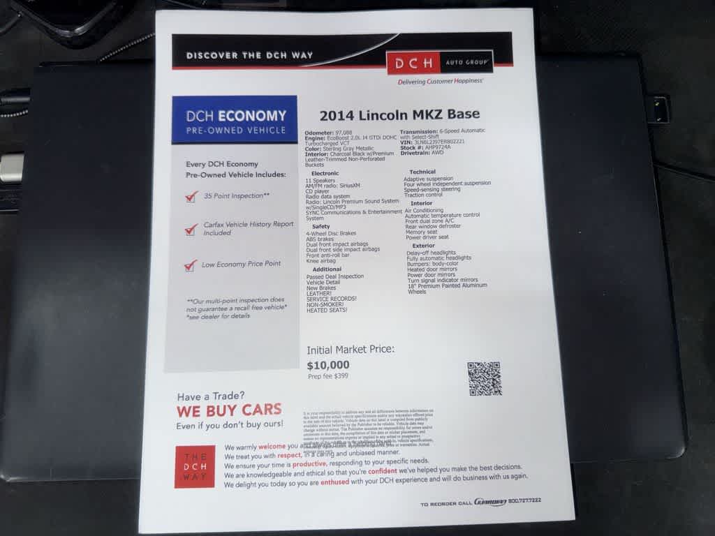2014 Lincoln MKZ 4dr Sdn AWD