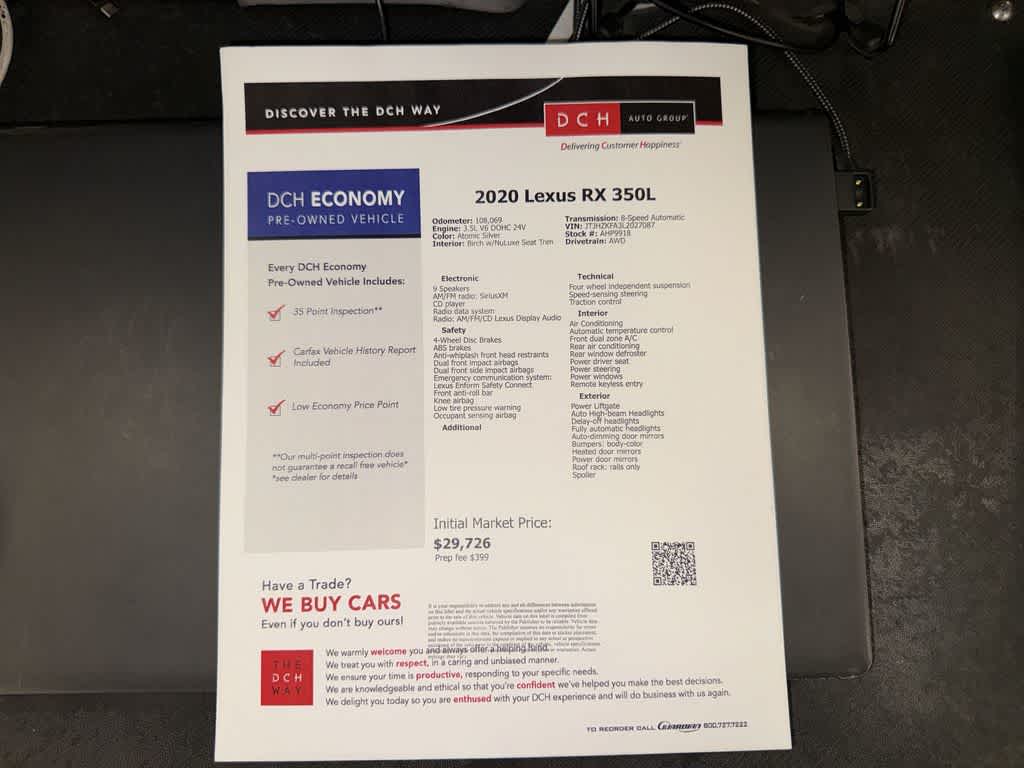 2020 Lexus RX 350L RX 350L