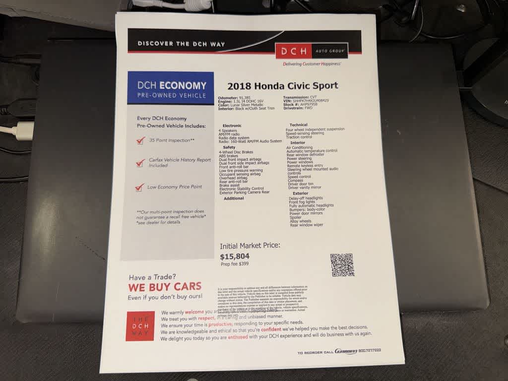 2018 Honda Civic Hatchback Sport